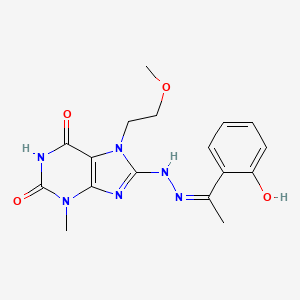 8-{(2Z)-2-[1-(2-hydroxyphenyl)ethylidene]hydrazinyl}-7-(2-methoxyethyl)-3-methyl-3,7-dihydro-1H-purine-2,6-dione