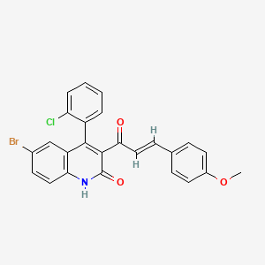 molecular formula C25H17BrClNO3 B14100773 (E)-6-bromo-4-(2-chlorophenyl)-3-(3-(4-methoxyphenyl)acryloyl)quinolin-2(1H)-one 