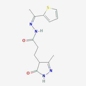 3-(3-methyl-5-oxo-4,5-dihydro-1H-pyrazol-4-yl)-N'-[(1Z)-1-(thiophen-2-yl)ethylidene]propanehydrazide