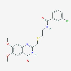 3-chloro-N-(2-{[(4-hydroxy-6,7-dimethoxyquinazolin-2-yl)methyl]sulfanyl}ethyl)benzamide