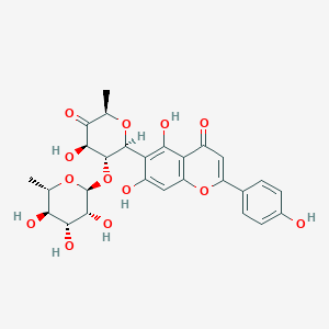 molecular formula C27H28O13 B14100849 5,7-dihydroxy-6-[(2S,3R,4R,6R)-4-hydroxy-6-methyl-5-oxo-3-[(2S,3R,4R,5R,6S)-3,4,5-trihydroxy-6-methyloxan-2-yl]oxyoxan-2-yl]-2-(4-hydroxyphenyl)chromen-4-one 