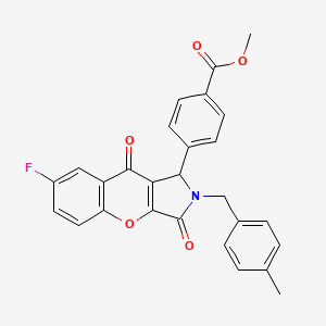 molecular formula C27H20FNO5 B14100880 Methyl 4-[7-fluoro-2-(4-methylbenzyl)-3,9-dioxo-1,2,3,9-tetrahydrochromeno[2,3-c]pyrrol-1-yl]benzoate 