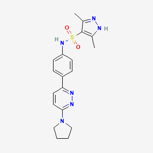 3,5-dimethyl-N-(4-(6-(pyrrolidin-1-yl)pyridazin-3-yl)phenyl)-1H-pyrazole-4-sulfonamide