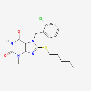 7-[(2-Chlorophenyl)methyl]-8-hexylsulfanyl-3-methylpurine-2,6-dione