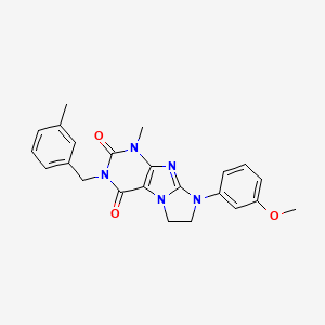 molecular formula C23H23N5O3 B14100929 8-(3-methoxyphenyl)-1-methyl-3-(3-methylbenzyl)-7,8-dihydro-1H-imidazo[2,1-f]purine-2,4(3H,6H)-dione 