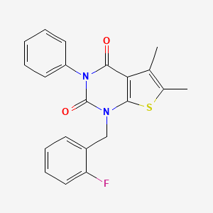 1-[(2-fluorophenyl)methyl]-5,6-dimethyl-3-phenyl-1H,2H,3H,4H-thieno[2,3-d]pyrimidine-2,4-dione