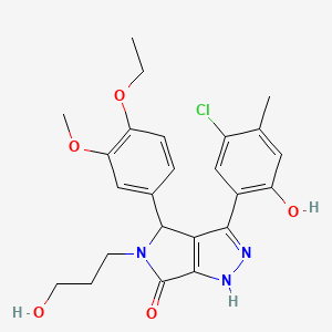 molecular formula C24H26ClN3O5 B14100976 3-(5-chloro-2-hydroxy-4-methylphenyl)-4-(4-ethoxy-3-methoxyphenyl)-5-(3-hydroxypropyl)-4,5-dihydropyrrolo[3,4-c]pyrazol-6(2H)-one 