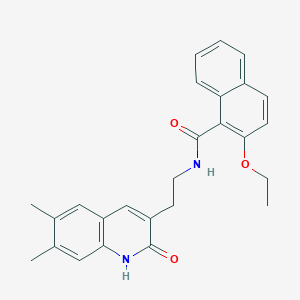 molecular formula C26H26N2O3 B14100981 N-(2-(6,7-dimethyl-2-oxo-1,2-dihydroquinolin-3-yl)ethyl)-2-ethoxy-1-naphthamide 