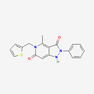 molecular formula C18H15N3O2S B14101025 4-methyl-2-phenyl-5-(thiophen-2-ylmethyl)-1H-pyrazolo[4,3-c]pyridine-3,6(2H,5H)-dione 