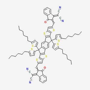 molecular formula C86H74N4O2S8 B14101049 2-[2-[[20-[[1-(Dicyanomethylidene)-3-oxoinden-2-ylidene]methyl]-12,12,24,24-tetrakis(5-hexylthiophen-2-yl)-5,9,17,21-tetrathiaheptacyclo[13.9.0.03,13.04,11.06,10.016,23.018,22]tetracosa-1(15),2,4(11),6(10),7,13,16(23),18(22),19-nonaen-8-yl]methylidene]-3-oxoinden-1-ylidene]propanedinitrile 