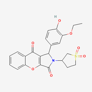 molecular formula C23H21NO7S B14101057 2-(1,1-Dioxidotetrahydrothiophen-3-yl)-1-(3-ethoxy-4-hydroxyphenyl)-1,2-dihydrochromeno[2,3-c]pyrrole-3,9-dione 