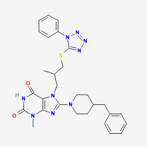 8-(4-benzylpiperidin-1-yl)-3-methyl-7-(2-methyl-3-((1-phenyl-1H-tetrazol-5-yl)thio)propyl)-1H-purine-2,6(3H,7H)-dione