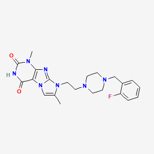 molecular formula C22H26FN7O2 B14101184 8-(2-(4-(2-fluorobenzyl)piperazin-1-yl)ethyl)-1,7-dimethyl-1H-imidazo[2,1-f]purine-2,4(3H,8H)-dione 