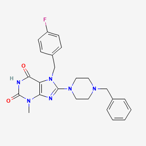 molecular formula C24H25FN6O2 B14101191 8-(4-Benzylpiperazin-1-yl)-7-[(4-fluorophenyl)methyl]-3-methylpurine-2,6-dione 