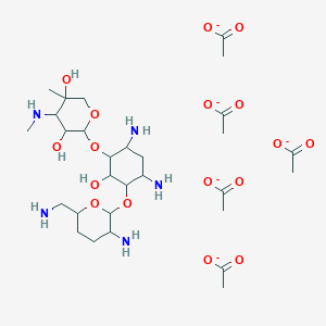 molecular formula C29H54N5O17-5 B14101193 D-Streptamine, O-3-deoxy-4-C-methyl-3-(methylamino)-beta-L-arabinopyranosyl-(1-->6)-O-[2,6-diamino-2,3,4,6-tetradeoxy-alpha-D-erythro-hexopyranosyl-(1-->4)]-2-deoxy- 