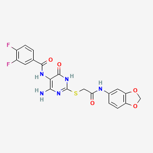 N-(4-amino-2-((2-(benzo[d][1,3]dioxol-5-ylamino)-2-oxoethyl)thio)-6-oxo-1,6-dihydropyrimidin-5-yl)-3,4-difluorobenzamide