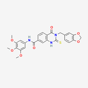 3-(benzo[d][1,3]dioxol-5-ylmethyl)-4-oxo-2-thioxo-N-(3,4,5-trimethoxyphenyl)-1,2,3,4-tetrahydroquinazoline-7-carboxamide