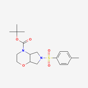 Tert-butyl 6-(4-methylphenyl)sulfonyl-2,3,4a,5,7,7a-hexahydropyrrolo[3,4-b][1,4]oxazine-4-carboxylate