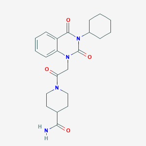 molecular formula C22H28N4O4 B14101207 1-[(3-cyclohexyl-2,4-dioxo-3,4-dihydroquinazolin-1(2H)-yl)acetyl]piperidine-4-carboxamide 