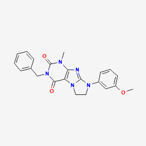 molecular formula C22H21N5O3 B14101224 2-Benzyl-6-(3-methoxyphenyl)-4-methyl-7,8-dihydropurino[7,8-a]imidazole-1,3-dione 