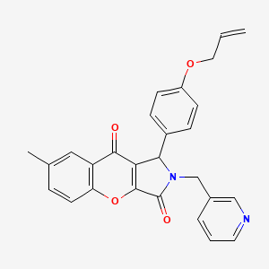 molecular formula C27H22N2O4 B14101254 7-Methyl-1-[4-(prop-2-en-1-yloxy)phenyl]-2-(pyridin-3-ylmethyl)-1,2-dihydrochromeno[2,3-c]pyrrole-3,9-dione 