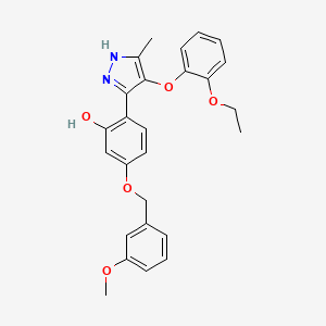 molecular formula C26H26N2O5 B14101260 2-[4-(2-ethoxyphenoxy)-3-methyl-1H-pyrazol-5-yl]-5-[(3-methoxybenzyl)oxy]phenol 