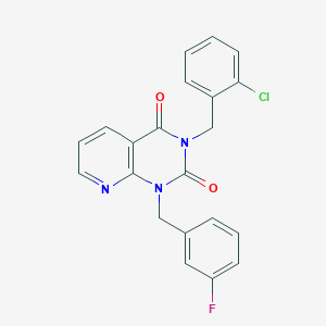 molecular formula C21H15ClFN3O2 B14101279 3-[(2-chlorophenyl)methyl]-1-[(3-fluorophenyl)methyl]-1H,2H,3H,4H-pyrido[2,3-d]pyrimidine-2,4-dione 