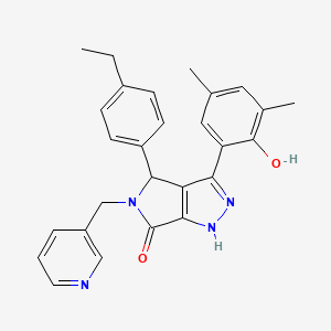 molecular formula C27H26N4O2 B14101297 4-(4-ethylphenyl)-3-(2-hydroxy-3,5-dimethylphenyl)-5-(pyridin-3-ylmethyl)-4,5-dihydropyrrolo[3,4-c]pyrazol-6(2H)-one 