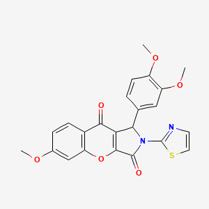 molecular formula C23H18N2O6S B14101318 1-(3,4-Dimethoxyphenyl)-6-methoxy-2-(1,3-thiazol-2-yl)-1,2-dihydrochromeno[2,3-c]pyrrole-3,9-dione 