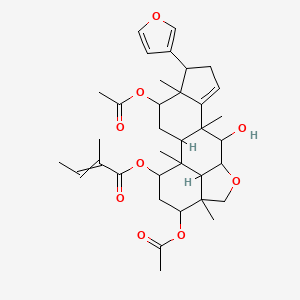 molecular formula C35H46O9 B14101331 [4,16-Diacetyloxy-6-(furan-3-yl)-11-hydroxy-1,5,10,15-tetramethyl-13-oxapentacyclo[10.6.1.02,10.05,9.015,19]nonadec-8-en-18-yl] 2-methylbut-2-enoate 