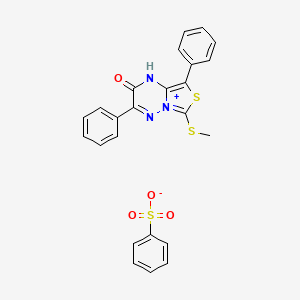 6-(Methylthio)-2-oxo-3,8-diphenyl-1,2-dihydrothiazolo[3,4-b][1,2,4]triazin-5-ium benzenesulfonate