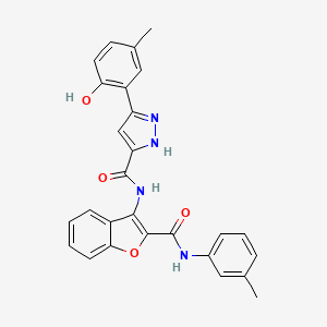 5-(2-hydroxy-5-methylphenyl)-N-{2-[(3-methylphenyl)carbamoyl]-1-benzofuran-3-yl}-1H-pyrazole-3-carboxamide