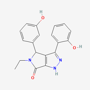 molecular formula C19H17N3O3 B14101359 5-ethyl-3-(2-hydroxyphenyl)-4-(3-hydroxyphenyl)-4,5-dihydropyrrolo[3,4-c]pyrazol-6(1H)-one 