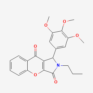 molecular formula C23H23NO6 B14101386 2-Propyl-1-(3,4,5-trimethoxyphenyl)-1,2-dihydrochromeno[2,3-c]pyrrole-3,9-dione 