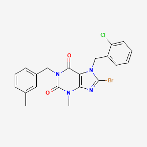 molecular formula C21H18BrClN4O2 B14101394 8-Bromo-7-[(2-chlorophenyl)methyl]-3-methyl-1-[(3-methylphenyl)methyl]purine-2,6-dione 