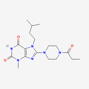 6-hydroxy-3-methyl-7-(3-methylbutyl)-8-(4-propanoylpiperazin-1-yl)-3,7-dihydro-2H-purin-2-one