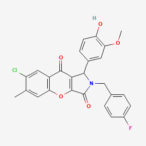 molecular formula C26H19ClFNO5 B14101457 7-Chloro-2-(4-fluorobenzyl)-1-(4-hydroxy-3-methoxyphenyl)-6-methyl-1,2-dihydrochromeno[2,3-c]pyrrole-3,9-dione 