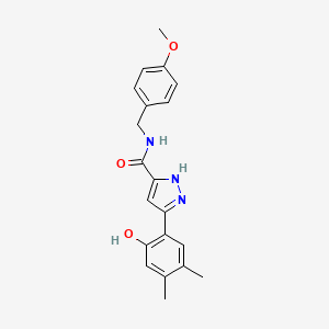 molecular formula C20H21N3O3 B14101512 5-(2-hydroxy-4,5-dimethylphenyl)-N-(4-methoxybenzyl)-1H-pyrazole-3-carboxamide 