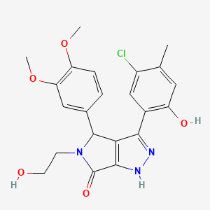 molecular formula C22H22ClN3O5 B14101522 3-(5-chloro-2-hydroxy-4-methylphenyl)-4-(3,4-dimethoxyphenyl)-5-(2-hydroxyethyl)-4,5-dihydropyrrolo[3,4-c]pyrazol-6(2H)-one 