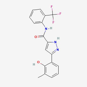 molecular formula C18H14F3N3O2 B14101525 3-(2-hydroxy-3-methylphenyl)-N-[2-(trifluoromethyl)phenyl]-1H-pyrazole-5-carboxamide 