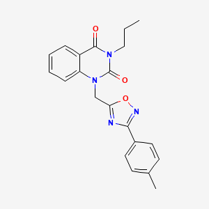 molecular formula C21H20N4O3 B14101643 3-propyl-1-((3-(p-tolyl)-1,2,4-oxadiazol-5-yl)methyl)quinazoline-2,4(1H,3H)-dione 