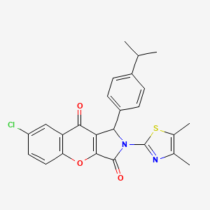 molecular formula C25H21ClN2O3S B14101670 7-Chloro-2-(4,5-dimethyl-1,3-thiazol-2-yl)-1-[4-(propan-2-yl)phenyl]-1,2-dihydrochromeno[2,3-c]pyrrole-3,9-dione 