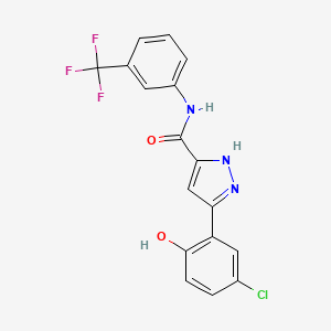 molecular formula C17H11ClF3N3O2 B14101673 5-(5-chloro-2-hydroxyphenyl)-N-[3-(trifluoromethyl)phenyl]-1H-pyrazole-3-carboxamide 