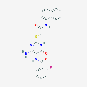 N-(4-amino-2-((2-(naphthalen-1-ylamino)-2-oxoethyl)thio)-6-oxo-1,6-dihydropyrimidin-5-yl)-2-fluorobenzamide