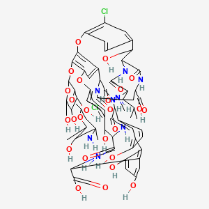 (1S,2R,18R,22S,26R,29R,41R)-49-[(2S,3R,4S,6R)-3-[(2S,4S,5S,6S)-4-amino-5-hydroxy-4,6-dimethyloxan-2-yl]oxy-4,5-dihydroxy-6-(hydroxymethyl)oxan-2-yl]oxy-5,15-dichloro-2,18,33,36,38-pentahydroxy-19-[[(2R)-4-methyl-2-(methylamino)pentanoyl]amino]-20,24,27,43,45-pentaoxo-7,13-dioxa-21,25,28,42,44-pentazaoctacyclo[27.14.2.23,6.214,17.18,12.130,34.010,26.035,40]henpentaconta-3,5,8(49),9,11,14,16,30(46),31,33,35(40),36,38,47,50-pentadecaene-22,41-dicarboxylic acid