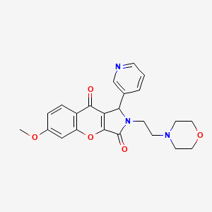 molecular formula C23H23N3O5 B14101709 6-Methoxy-2-[2-(morpholin-4-yl)ethyl]-1-(pyridin-3-yl)-1,2-dihydrochromeno[2,3-c]pyrrole-3,9-dione 