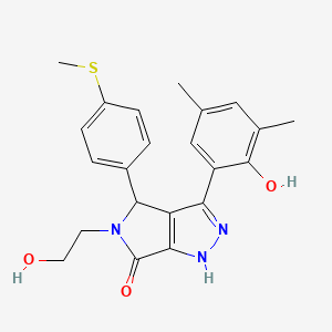 molecular formula C22H23N3O3S B14101719 3-(2-hydroxy-3,5-dimethylphenyl)-5-(2-hydroxyethyl)-4-[4-(methylsulfanyl)phenyl]-4,5-dihydropyrrolo[3,4-c]pyrazol-6(2H)-one 