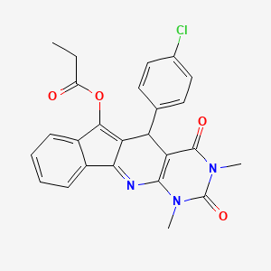 [2-(4-chlorophenyl)-5,7-dimethyl-4,6-dioxo-5,7,9-triazatetracyclo[8.7.0.03,8.011,16]heptadeca-1(17),3(8),9,11,13,15-hexaen-17-yl] propanoate