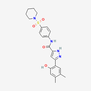 5-(2-hydroxy-4,5-dimethylphenyl)-N-[4-(piperidin-1-ylsulfonyl)phenyl]-1H-pyrazole-3-carboxamide