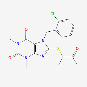 7-[(2-Chlorophenyl)methyl]-1,3-dimethyl-8-(3-oxobutan-2-ylsulfanyl)purine-2,6-dione